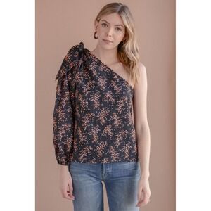 Ulla Johnson Enid One Shoulder Blouse Shirt Jet Floral‎ Size 8